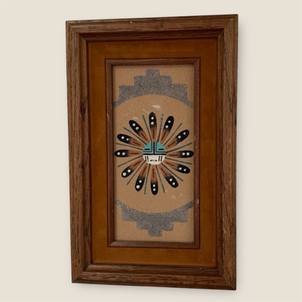 Vintage Navajo inspired signed Framed Wall sand Art